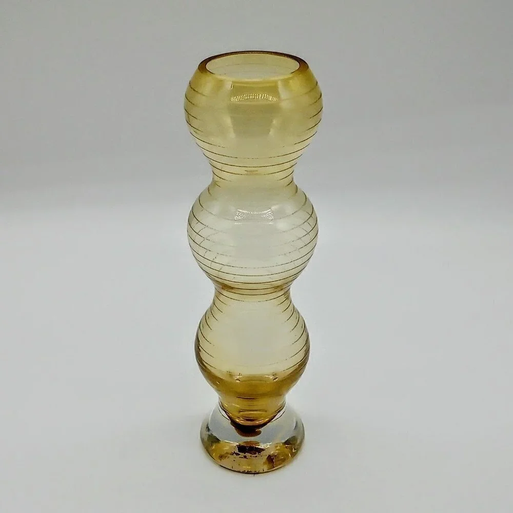 Studio Nova Amber Ribbon Bubble Glass Vase Collection NWT
